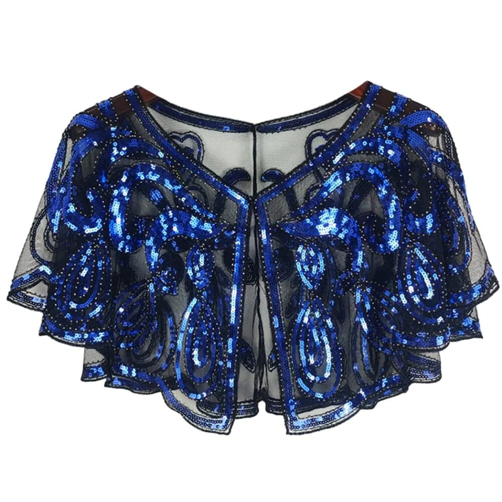 Scialle da Donna Ricamato con Glitter Paillettes Sciarpa Gatsby da Donna Anni '20 Stola Retrò per Abito da Sera Stole Vintage con Paillettes per la Festa Nuziale Serale di Nozze