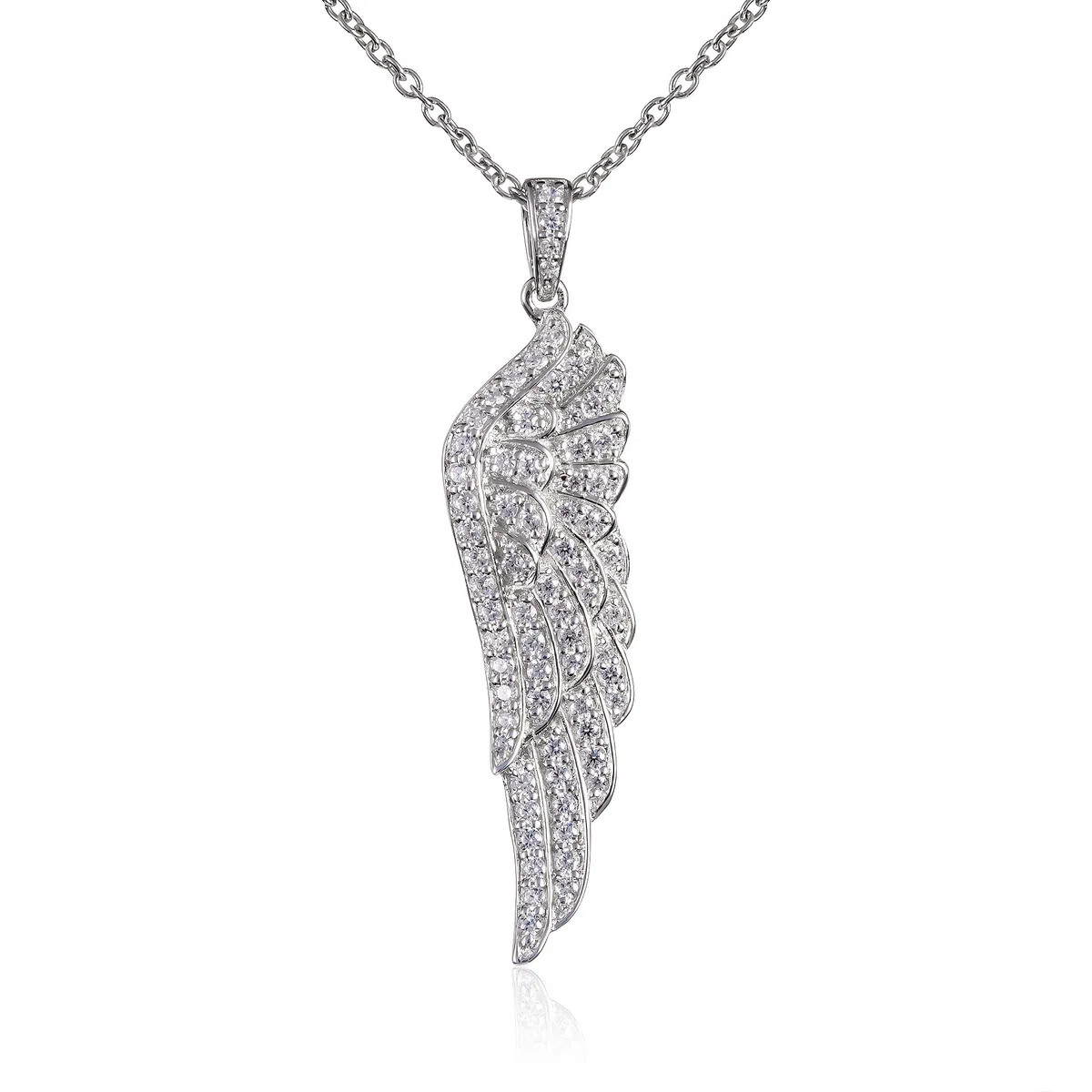 namana Collana in Argento Sterling 925 con Ciondolo a Forma di Ali d'Angelo, Collana Donna con Pietre Bianchi o Neri, Collana per Donna e Ragazza con Ciondolo a Forma di Ala d'Angelo