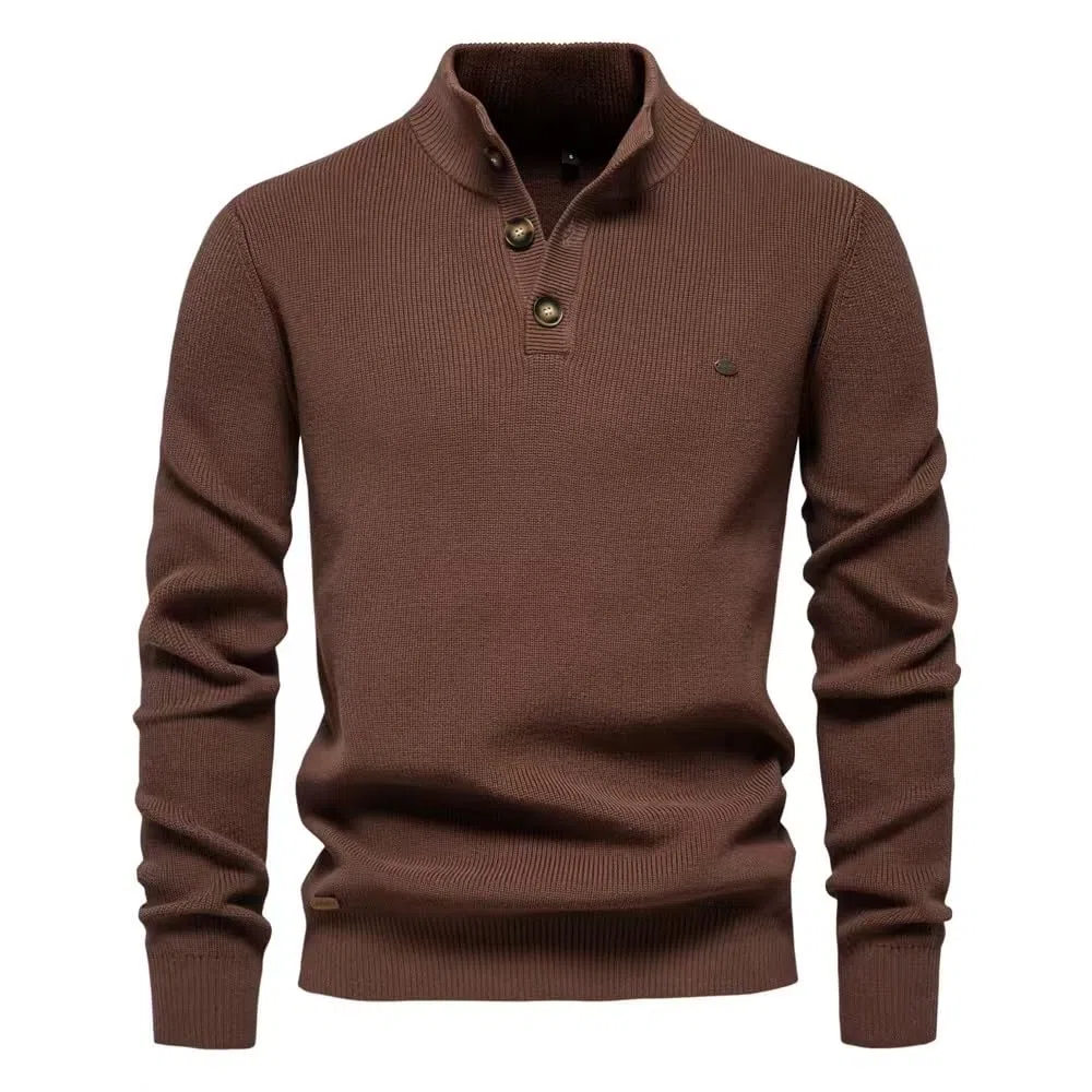 ZBDZSW Autunno Cotone Cerniera Cardigan per Uomo Moda Casual Sociale Uomini Maglioni Collo Alto Inverno Caldo Maglione Lavorato A Maglia Uomo