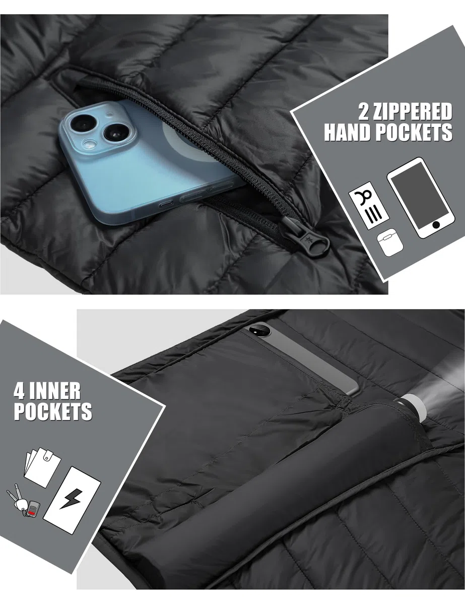 Pioneer Camp Piumino da uomo leggero, ripiegabile, con cappuccio, isolante, termico, per corsa e viaggio