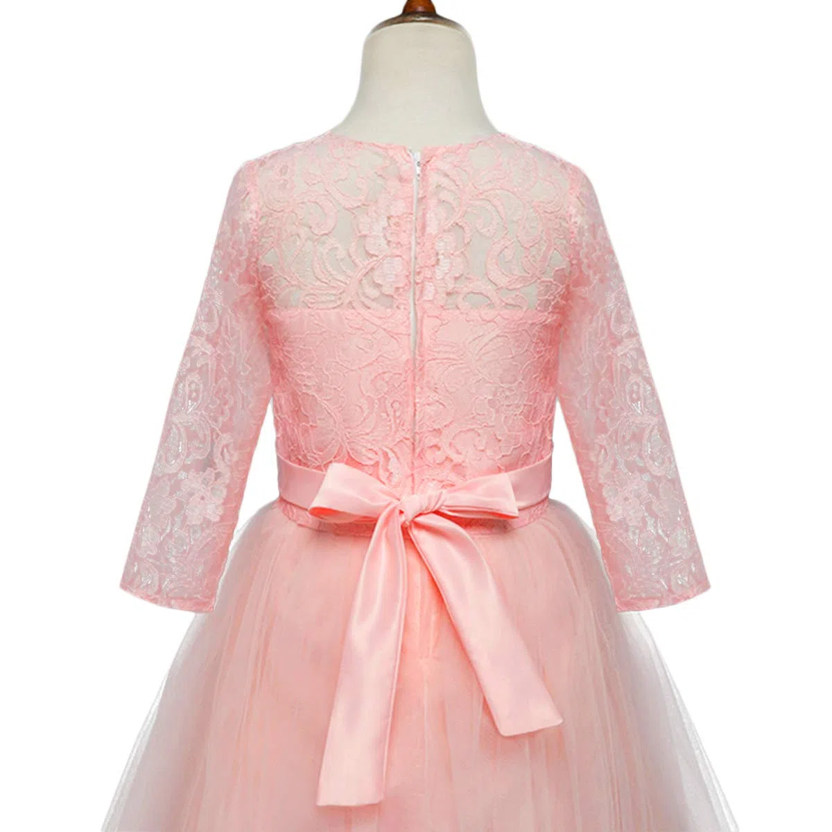 Abito da sposa con maniche a 3/4 in pizzo per damigelle d'onore prima comunione festa serale abito lunghezza pavimento vestito per bambini principessa concorso compleanno ballo ballo di carnevale