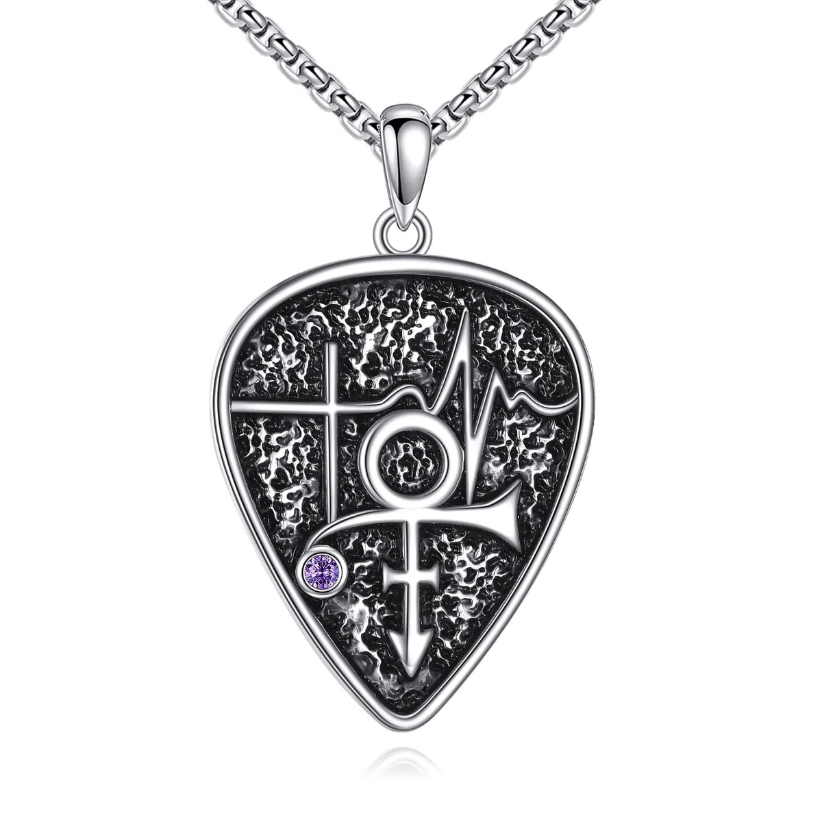 Collana con ciondolo per chitarra, in argento Sterling con simbolo principe, simbolo principe, regalo per donne e uomini