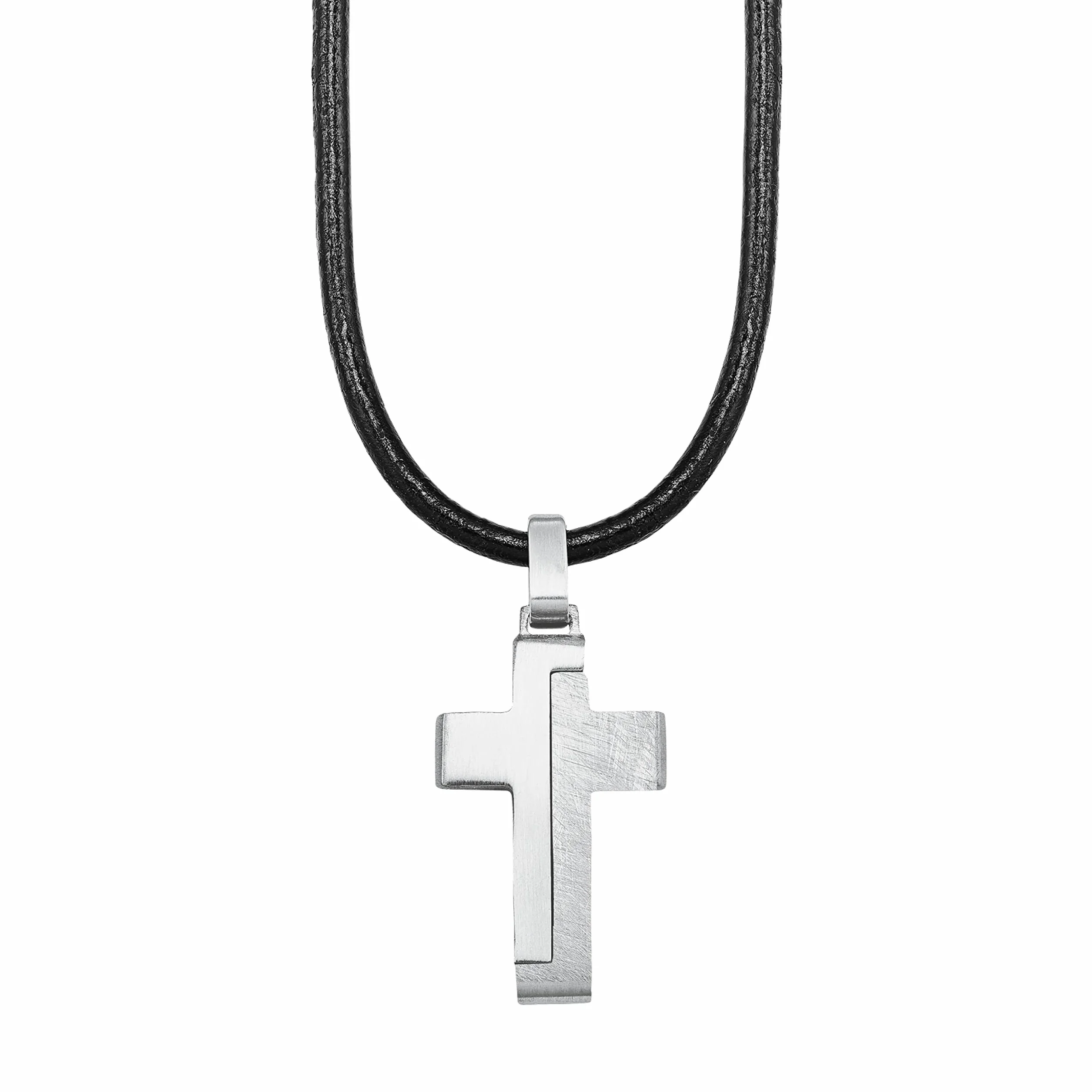 sOliver Collana per bambini con ciondolo in acciaio inox/pelle, motivo a catena, disponibile in confezione regalo per gioielli
