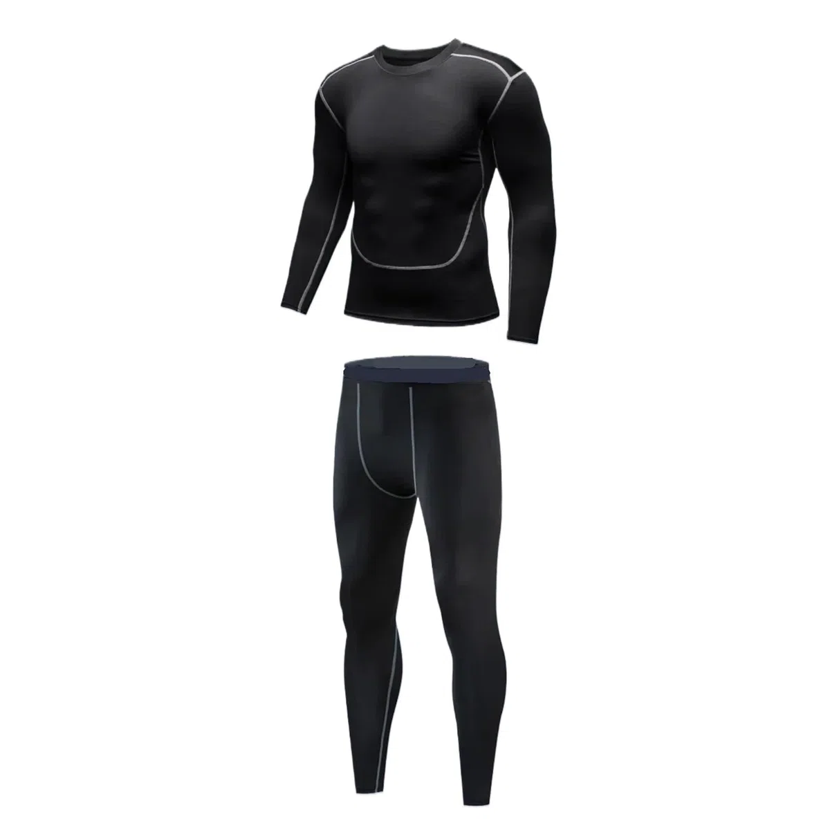 Set Termici Da Uomo Set da corsa da uomo autunno inverno caldo peluche aderente camicia sportiva top pantaloni legging set allenamento maschile fitness palestra abbigliamento sportivo Per Sci，Corsa(Bl