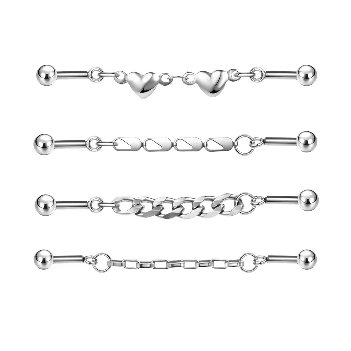 AoedeJ 4Pcs 14G piercing industriale gioielli catena oro industriale bilanciere 316L acciaio chirurgico ipoallergenico cartilagine Helix orecchini per donne uomini