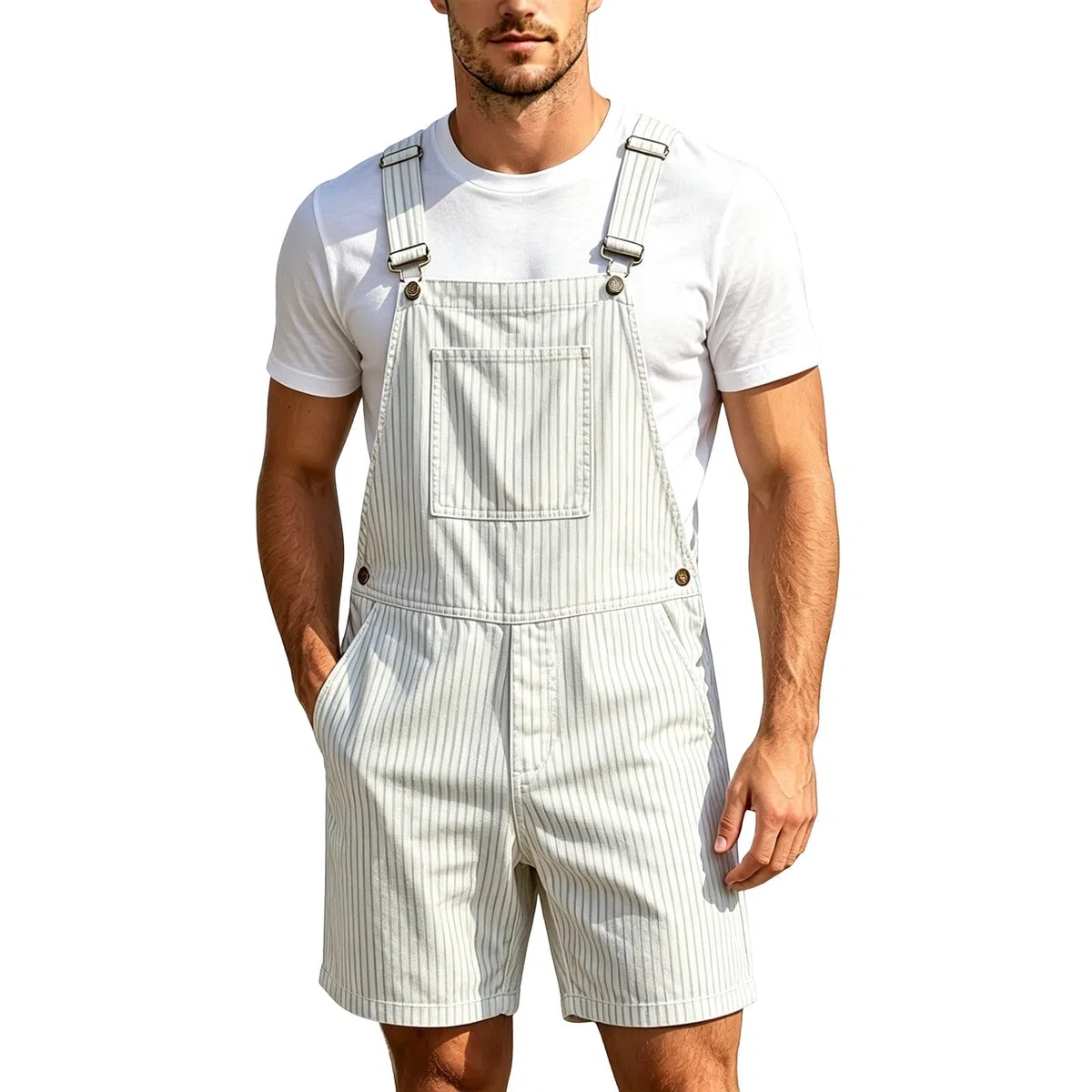 Salopette corta da uomo, pantaloni in jeans, salopette cargo retrò, salopette da lavoro, salopette larghe in denim, tuta estiva, abbigliamento da lavoro corto