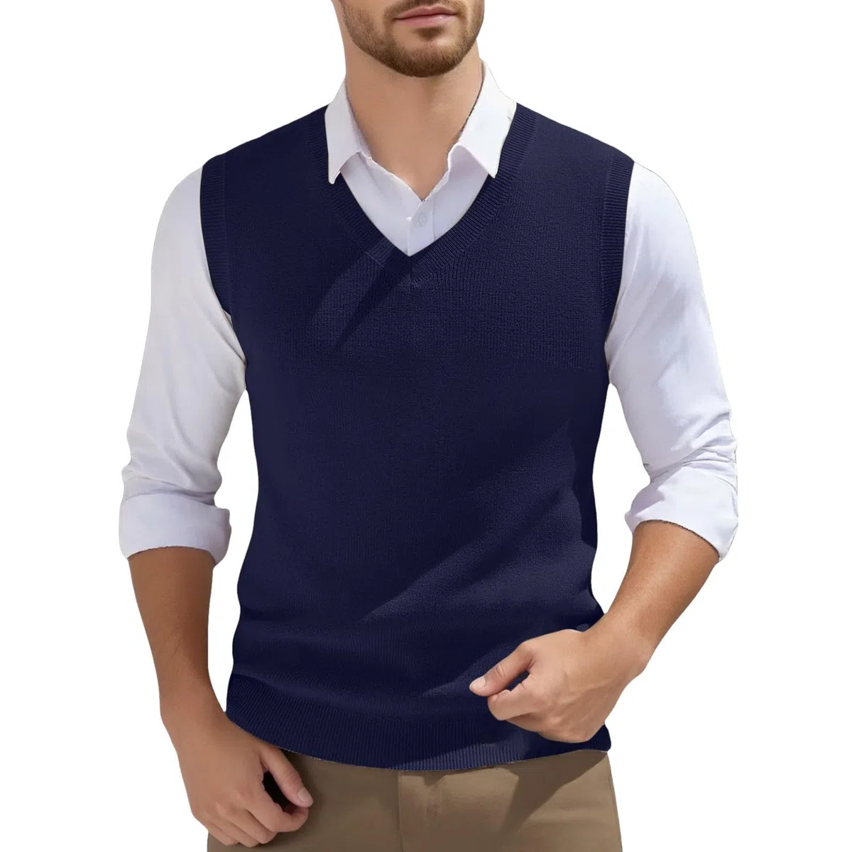 Canottiera Uomo Estiva, Canotta Uomo Spalla Larga Gilet da Senza Maniche in Maglia Gilet da con Scollo a V Gilet da Primaverile Semplice Senza Maniche in Maglia