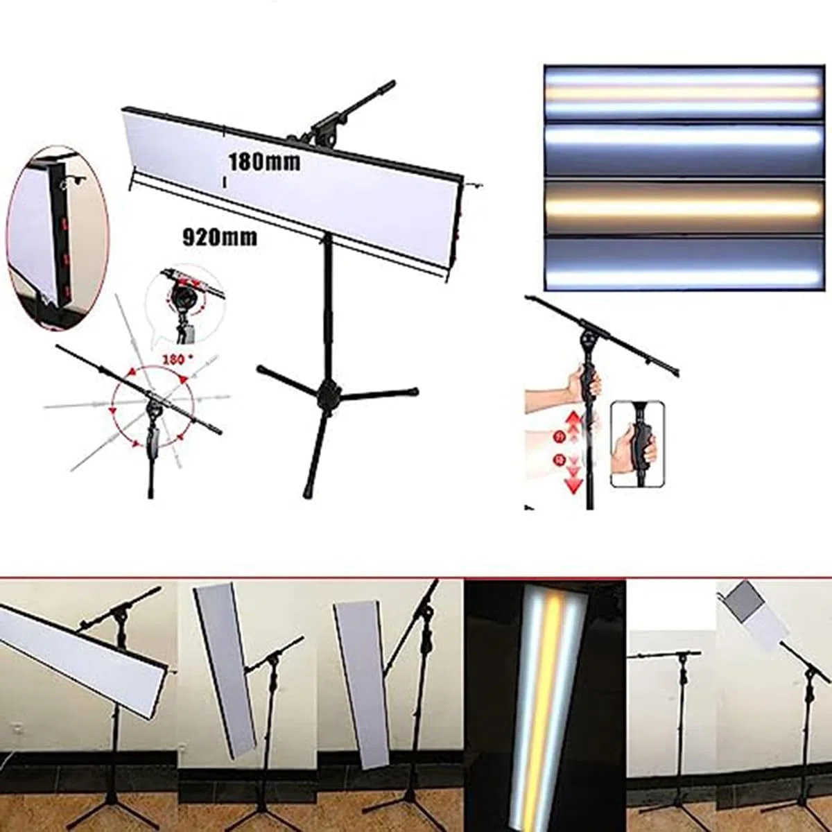 con 3 Ruote mobili, Strumento di Illuminazione per ammaccature Auto, Sistema di Illuminazione Regolabile, Senza Bordo Riflettente per Vernice, Luce di rilevamento a LED