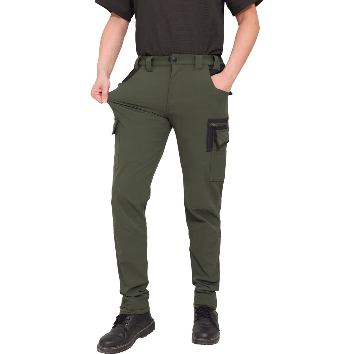 WORK IDEA Pantaloni Uomo Impermeabili ed Elastici per Escursionismo, Softshell Traspirante e Morbido, Ideali per Trekking, Alpinismo e Tempo Libero