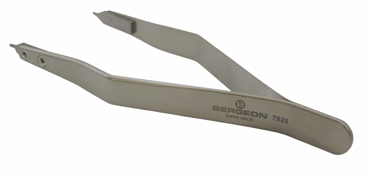 BERGEON, pinzette ergonomiche per orologiaio in acciaio inossidabile 7825 con barretta a molla