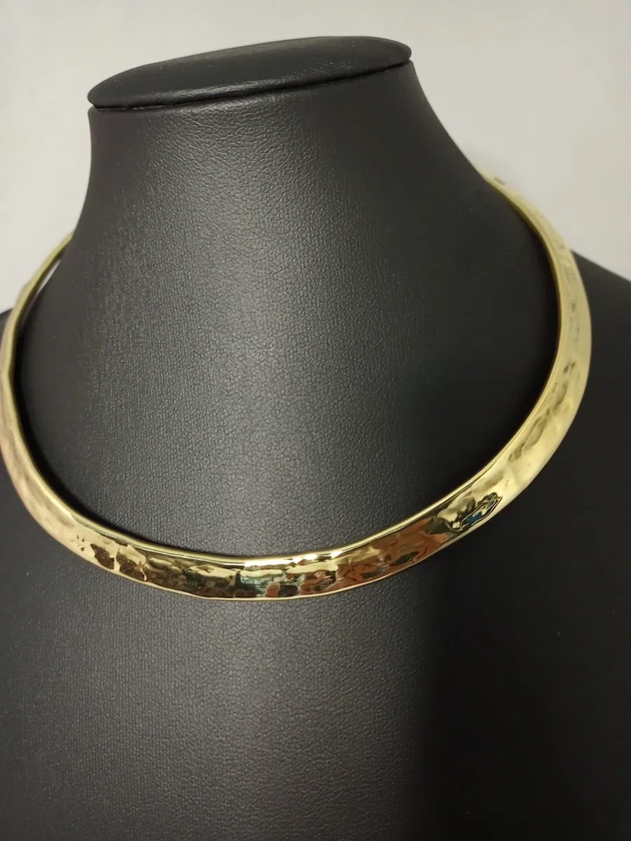 collana, girocollo in ottone fatta a mano, martellato