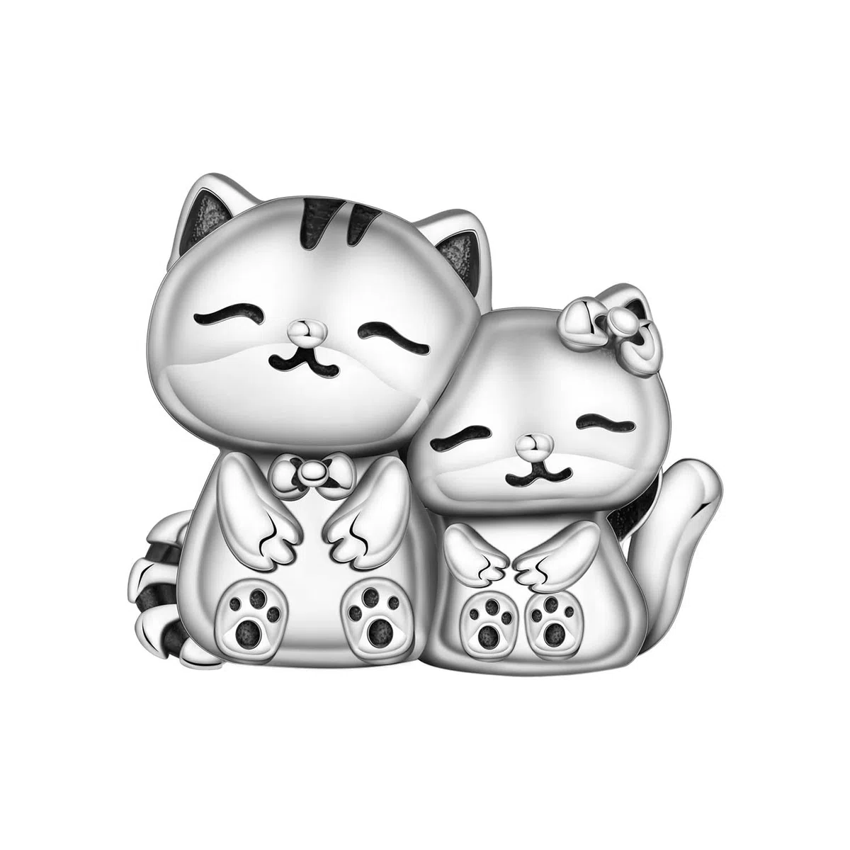 Charms Animali in Argento 925 – Panda, Cane, Gatto, Elefante, Farfalla, Libellula | Ciondoli Compatibili con Pando per Bracciali e Collane | Confezione: Sacchettino in Velluto + Panno Pulizia