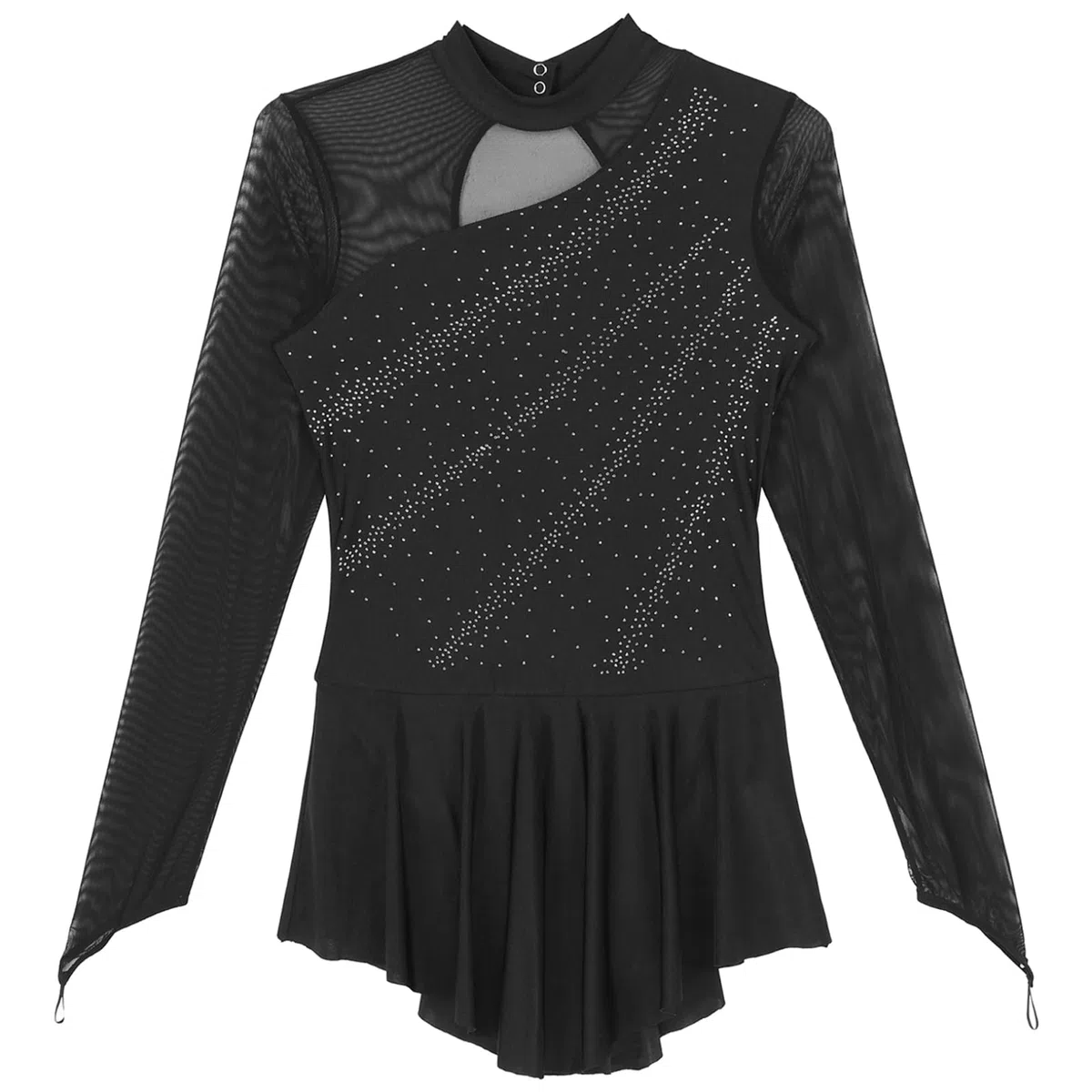 Freebily Abito da Pattinaggio Artistico Donna Paillettes Leotards Vestito Danza Classica Manica Lunga Body da Balletto Ballerina Costumi di Danza Samba Rumba Jazz Dancewear
