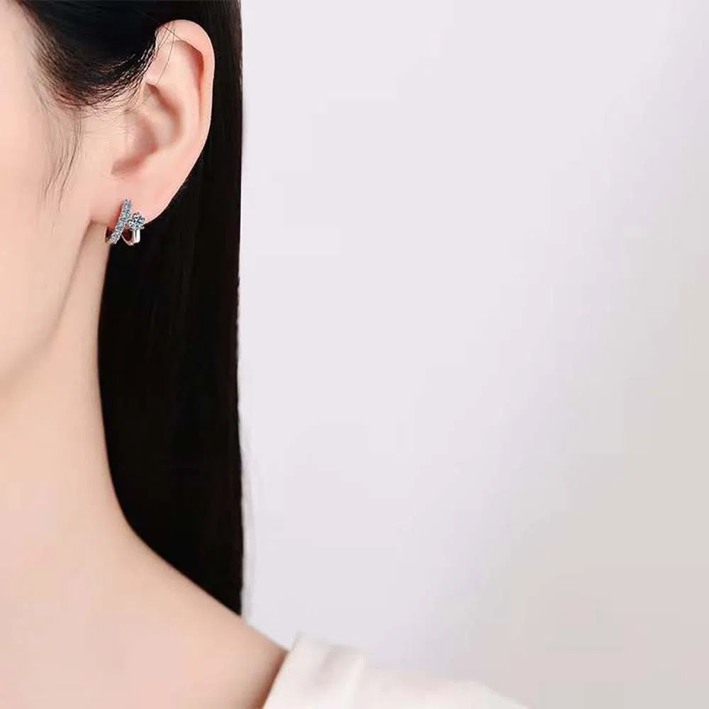 Piccolo Cerchio Moissanite Orecchini A Cerchio Argento Sterling Moissanite Huggie Orecchini per Le Donne Femminile Piccoli Gioielli Regali