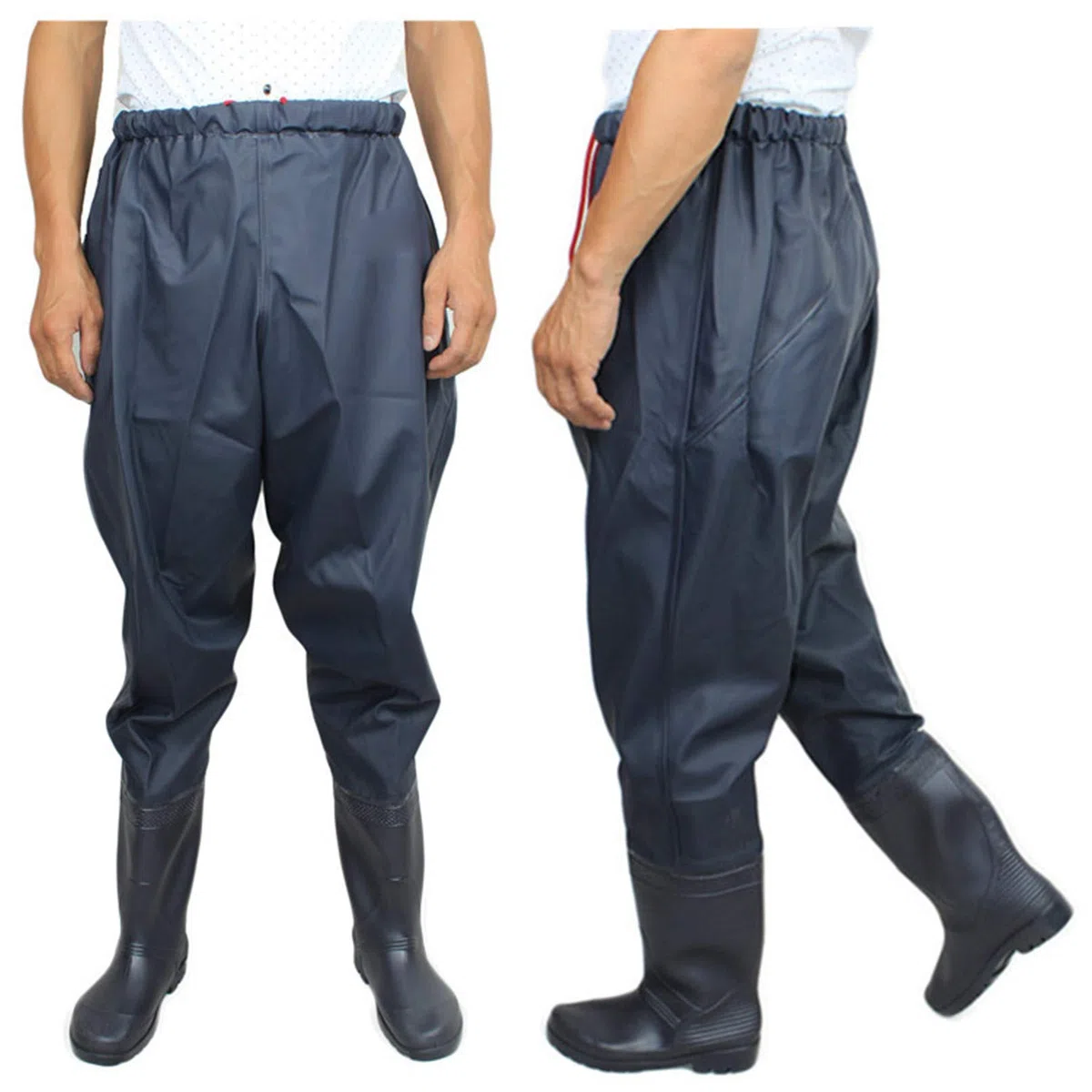 Stivali Pesca per Esterni, Trampolieri + Scarpe per Stivali PVC Morbido E Antiscivolo, Pantaloni Caccia E Pesca per Uomo E Donna con Vita Regolabile, Stivali di Gomma Impermeabili