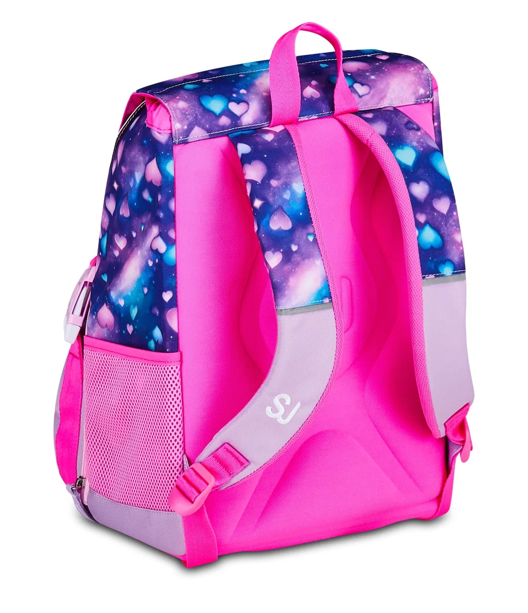 SJ GANG STYLE JAM GANG Zaino Scuola Estensibile PIXIE UNICORN, Rosa, 24L, Zip Laterali, Ali a scomparsa, Pattina scintillante, Tasca frontale, Tasca laterale portaborraccia, Scuola elementare, Bambina