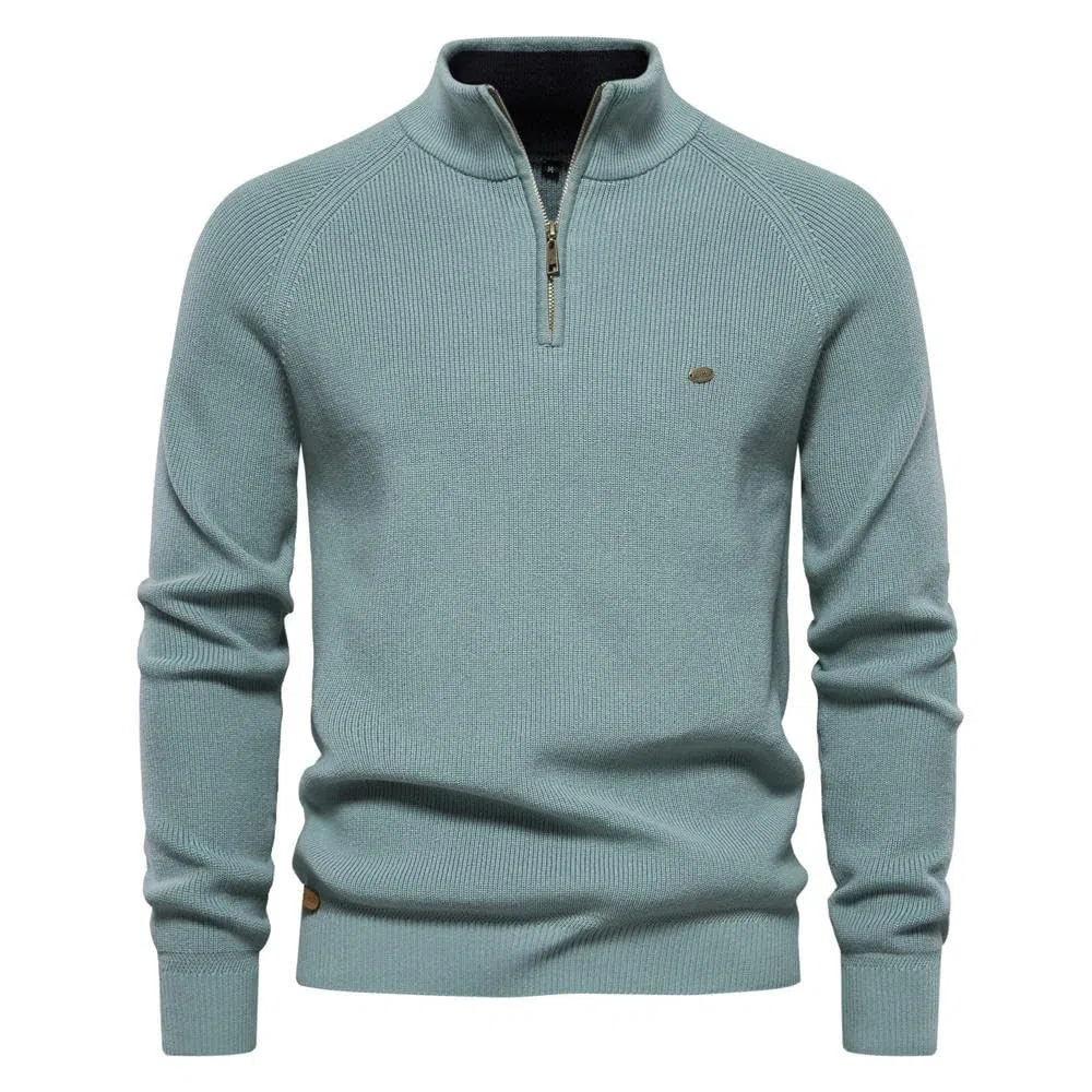 ZBDZSW Autunno Cotone Cerniera Cardigan per Uomo Moda Casual Sociale Uomini Maglioni Collo Alto Inverno Caldo Maglione Lavorato A Maglia Uomo