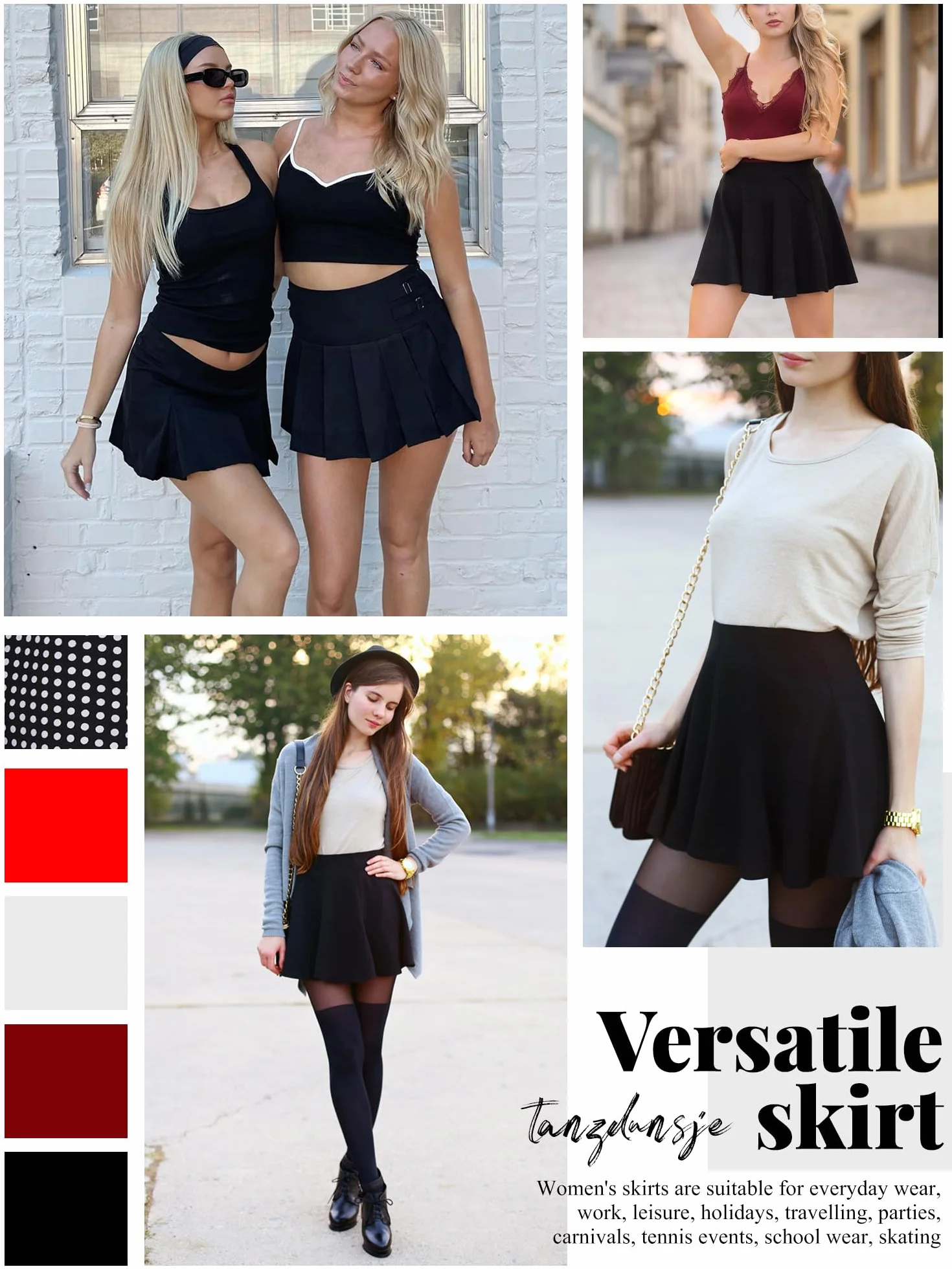 Gonna Basic da Donna, Gonna Corta, Mini Gonna da Donna con Pantaloni,Gonna Pantalone Donna con Tasche,Gonna da Tennis da Donna Informale Elasticizzata Versatile