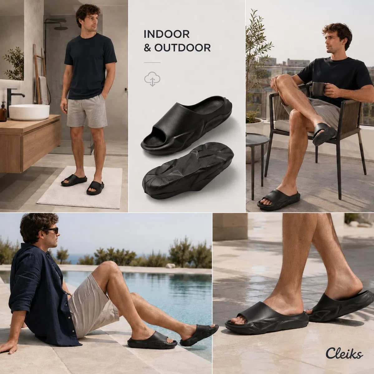 Pantofole da Bagno da Uomo Pantofole Antiscivolo da Esterno da Uomo MES250295 ITCL