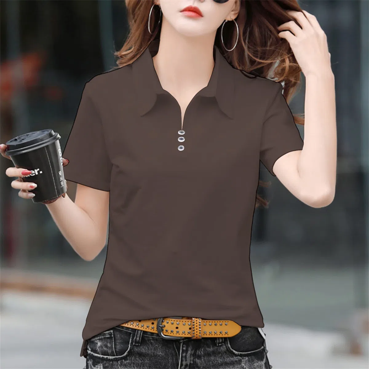 New front Polo Maniche Corte Donna Polo T Shirt Donna Manica Corta da Donna Maglietta Estiva da Donna Maglietta Polo Donna vestibilità Classica Donna Cotone Confortevole e Traspirante