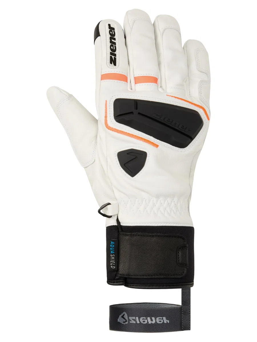 Ziener Guanti da sci GALF-Z da uomo/sport invernali | Primaloft, pelle, touch, bianco, 8,5