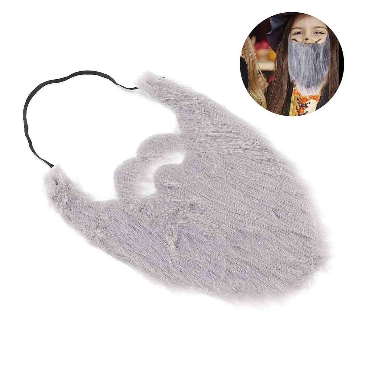 Barba Finta Festa di Halloween, Costume Facciale Barba Finta Maschile Baffo Finto per Forniture per Feste Grigio
