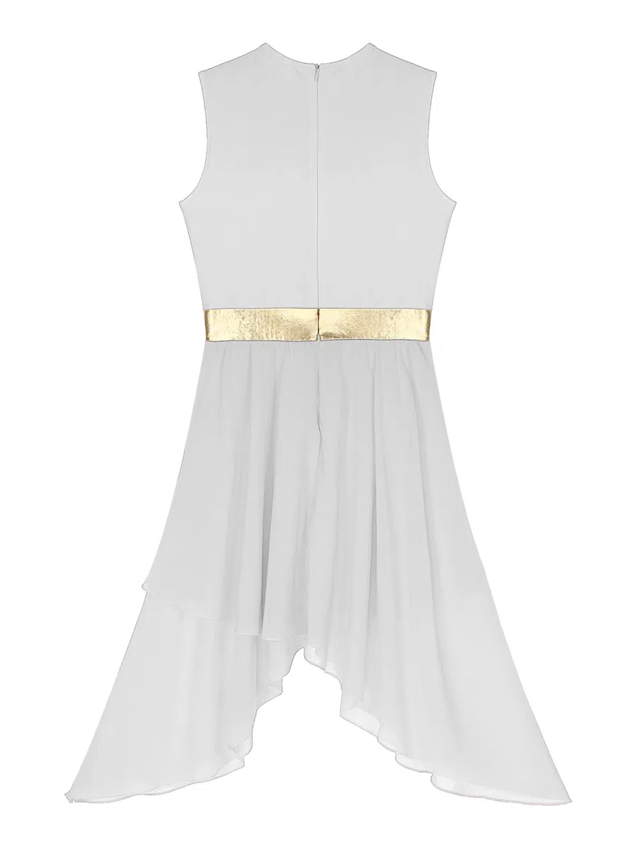 TiaoBug Vestito da Danza Moderna Lirica Donna Senza Maniche Abito da Ballo Latino Americano Contemporaneo con Orlo Irregolare Vestito da Balletto Dancewear Performance