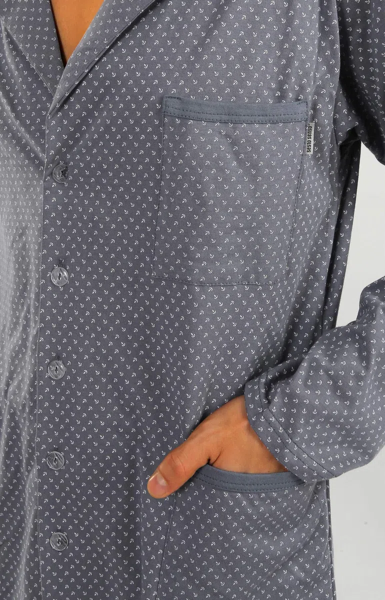 sesto senso Pigiama Uomo Abbottonata Cotone Lungo Set Pigiami Bottoni Classici Due Pezzi Lingerie Maniche Lunghe Pantaloni Lunghi