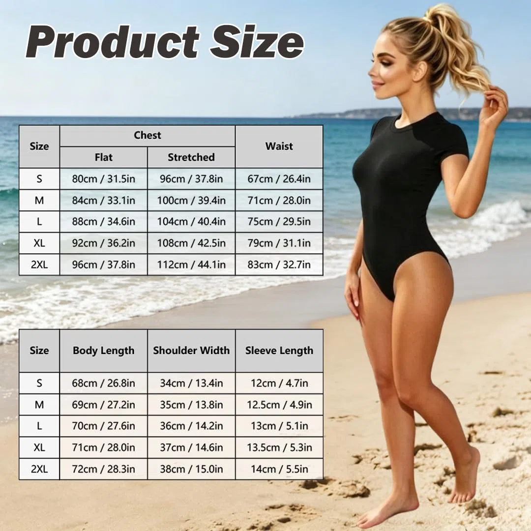 Body Donna Maniche Corte Girocollo – Maglia Elastica Comoda con Chiusura a Scatto - Outfit Estivi Elegante versatile per Tutti I Giorni