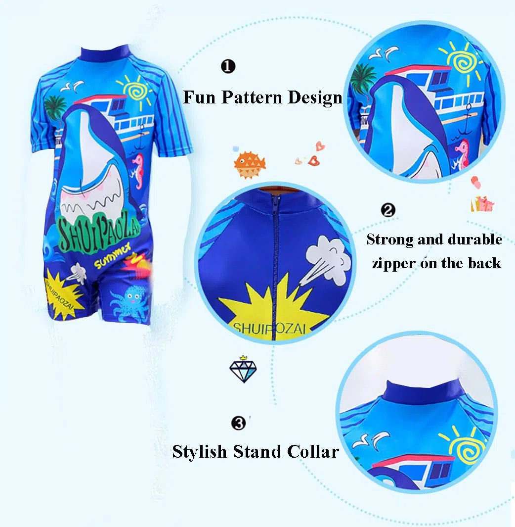 Costume da bagno per ragazzi da 2 a 11 anni Costume intero da dinosauro squalo con cuffia da nuoto