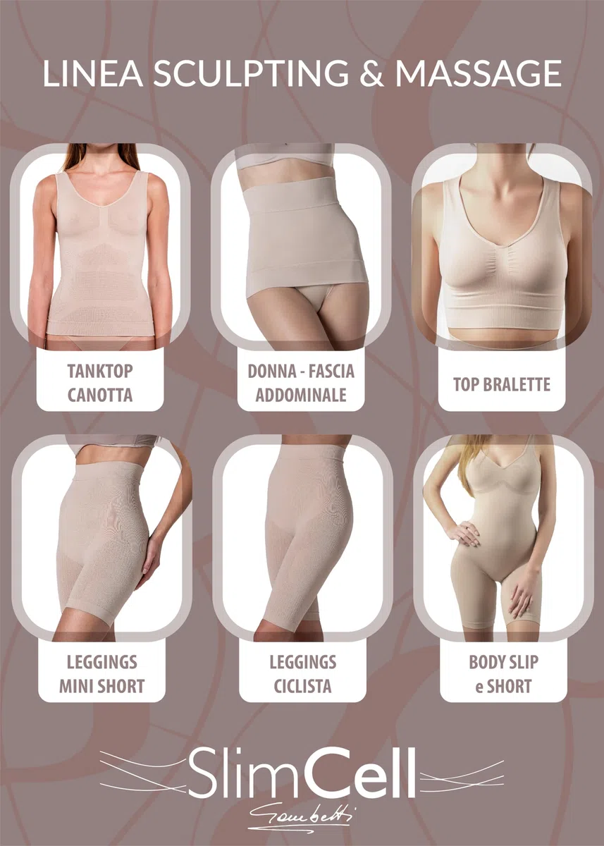 SLIMCELL Gambetti Leggins Anticellulite Donna Snellente Capri - Guaina Contenitiva Donna, Pantaloncini Anticellulite, Leggins Drenanti, Intimo Modellante Senza Cuciture, Shapewear - Made in Italy