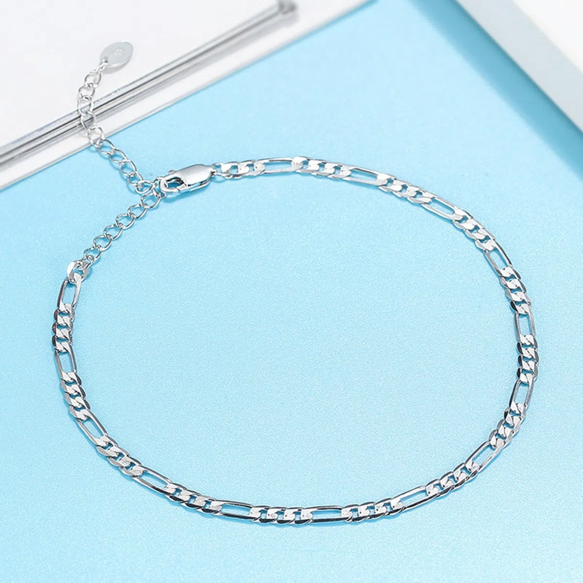 Cavigliera Argento 925 Donna, Cavigliera Donna Estiva Catena Figaro Semplice 3.3MM Larghezza, Bracciali alla Caviglia da Spiaggia Piede Catena Cavigliere Regolabili per Donne