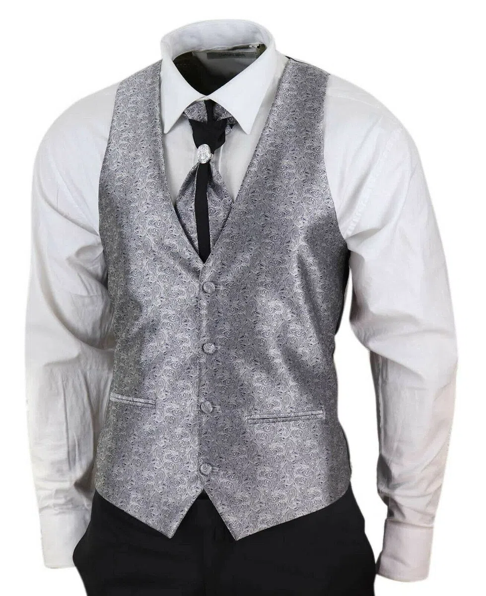 Tru Clothing Abito Completo Nero da Sposo con Chiusura a 2 Bottoni in 4 Pezzi con Colletto a Scialle e Cravatta, vestibilità su Misura, Stile Classico