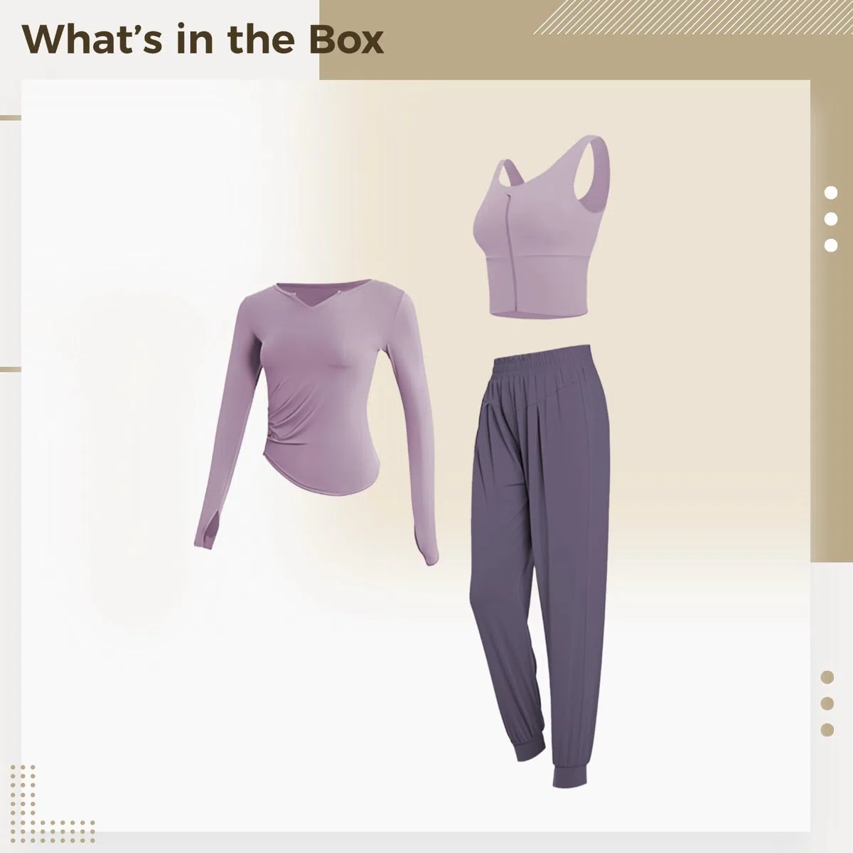 Set da allenamento da donna, 3 pezzi, per yoga, corsa e fitness, maglia a maniche lunghe, pantaloni da jogging e canotta senza maniche, traspirante, ad alta elasticità, viola