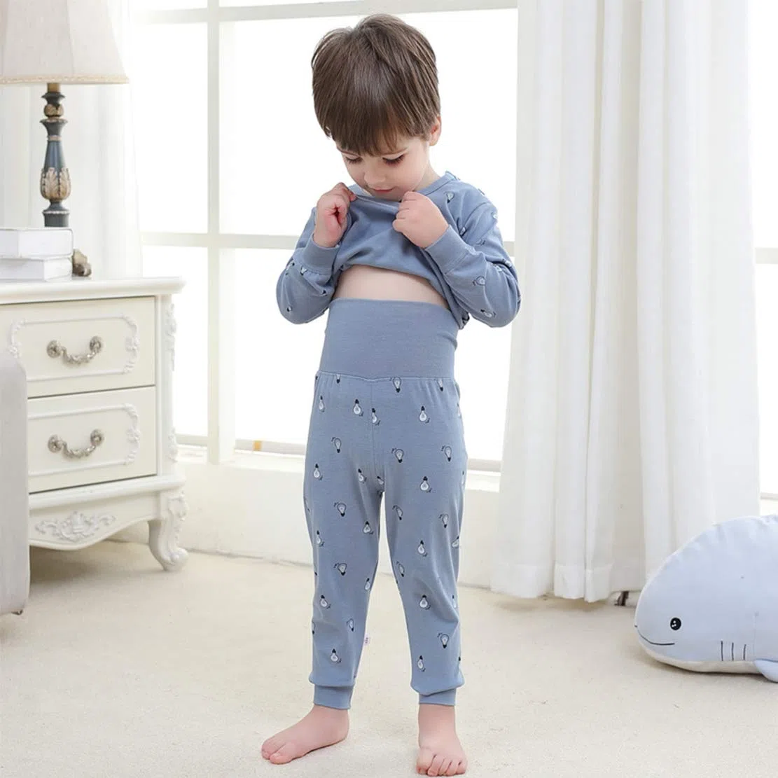 100% Cotone delle Ragazze dei Neonati Pajamas Set Manica Lunga Sleepwear (6M-5Anni) (Tag50 (6-12 Mesi), Reticolo 7(Vita Alta))