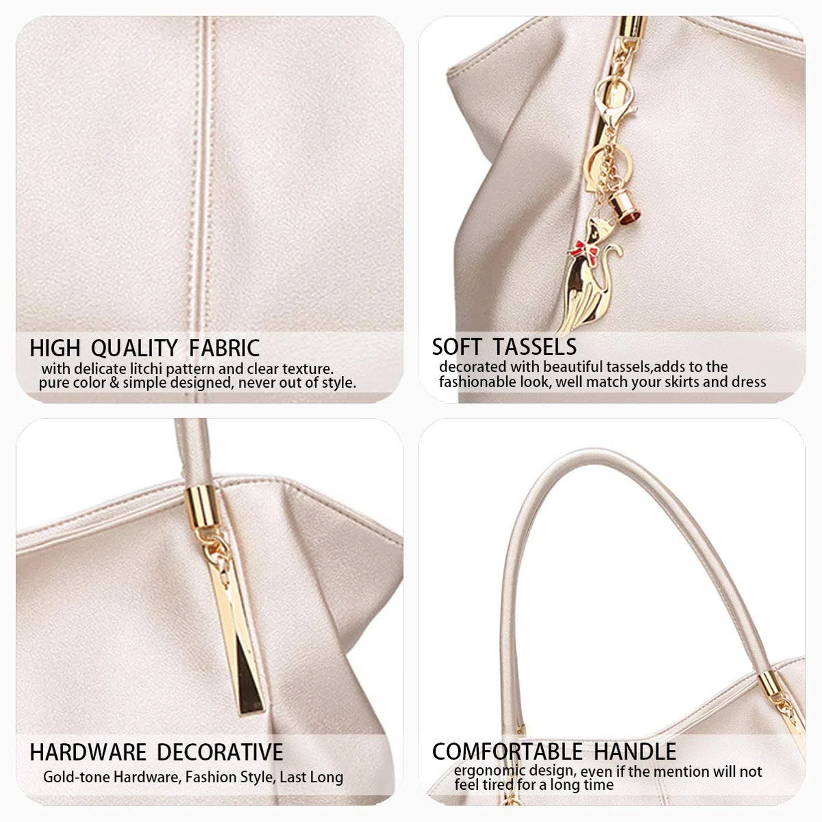 BUKESIYI Donna Borse a Mano Borsa a Tracoll Marca Spalla Elegante Tote 2026 PU Pelle IT77218 Bianco