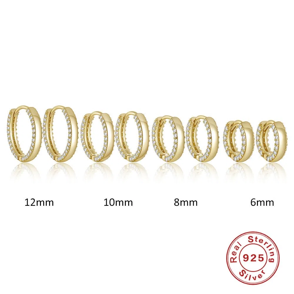 Orecchini Argento 925 Sterling Orecchini Di Zirconi Oro Orecchini Cerchio Piccoli