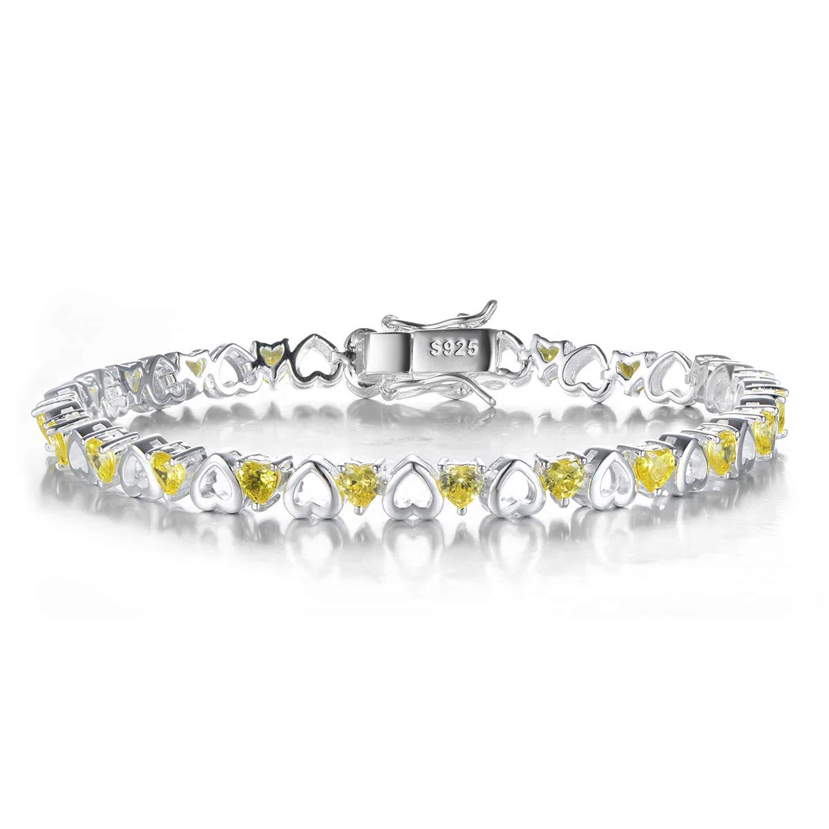 Bracciale da donna in argento S925, con zirconi gialli, bracciale con cristalli, per donne e ragazze