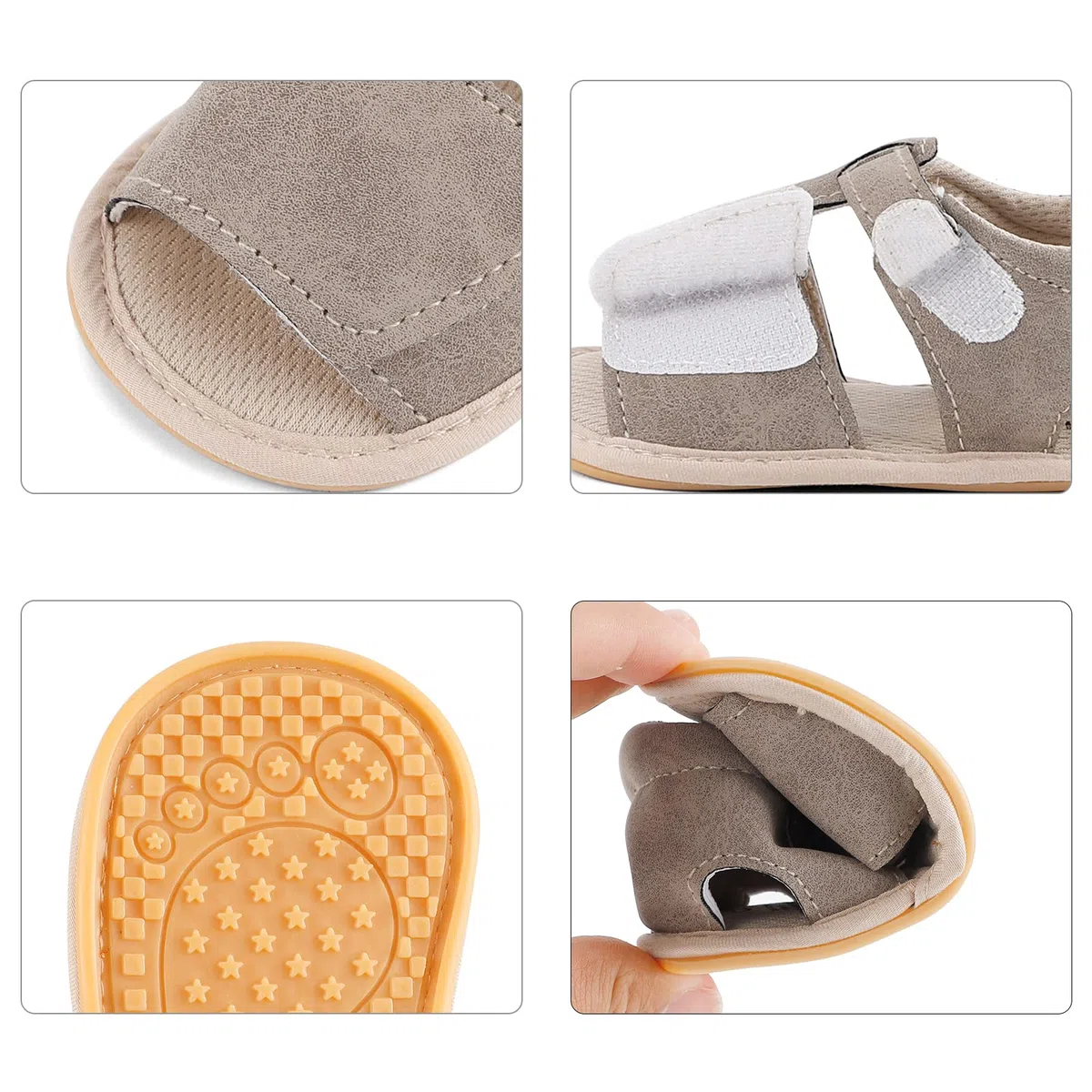 LACOFIA Sandali Neonato Battesimo Scarpe Primi Passi per Bambini estive con Suola in Gomma Antiscivolo Mesi