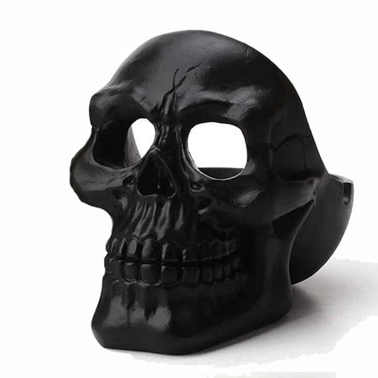 Posacenere in resina a forma di teschio nero, accessorio decorativo gotico per casa, ufficio, bar, 14 x 9 x 11 cm, 350 g
