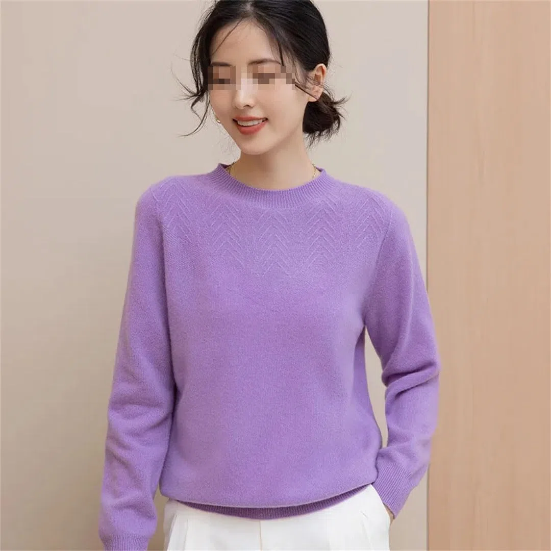 Vogrtcc Maglione da Donna in Lana con Colletto A O. Pullover Autunno Inverno da Donna in Tinta Unita