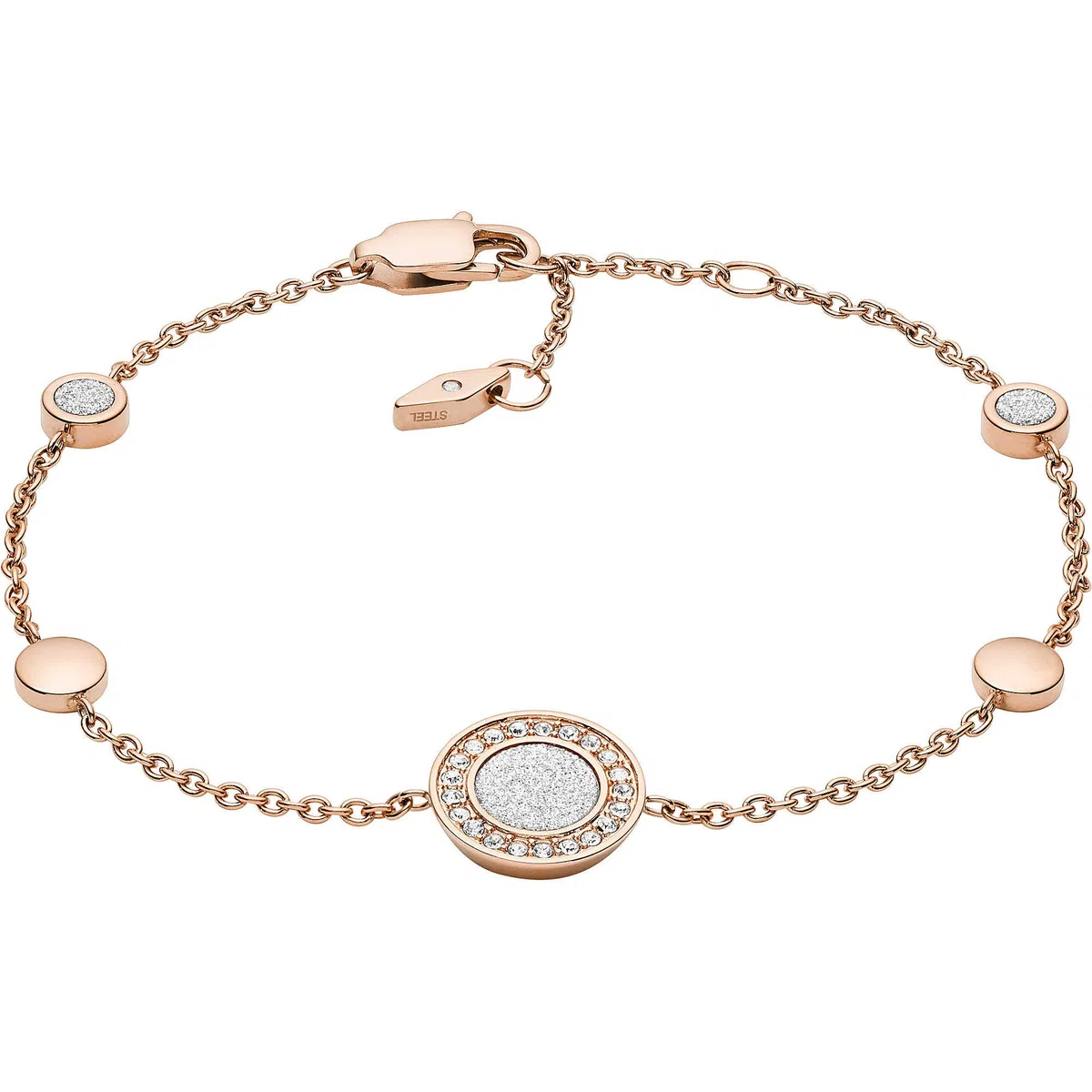 Fossil Bracciale classico da donna in acciaio inossidabile con chiusura a moschettone o a cursore