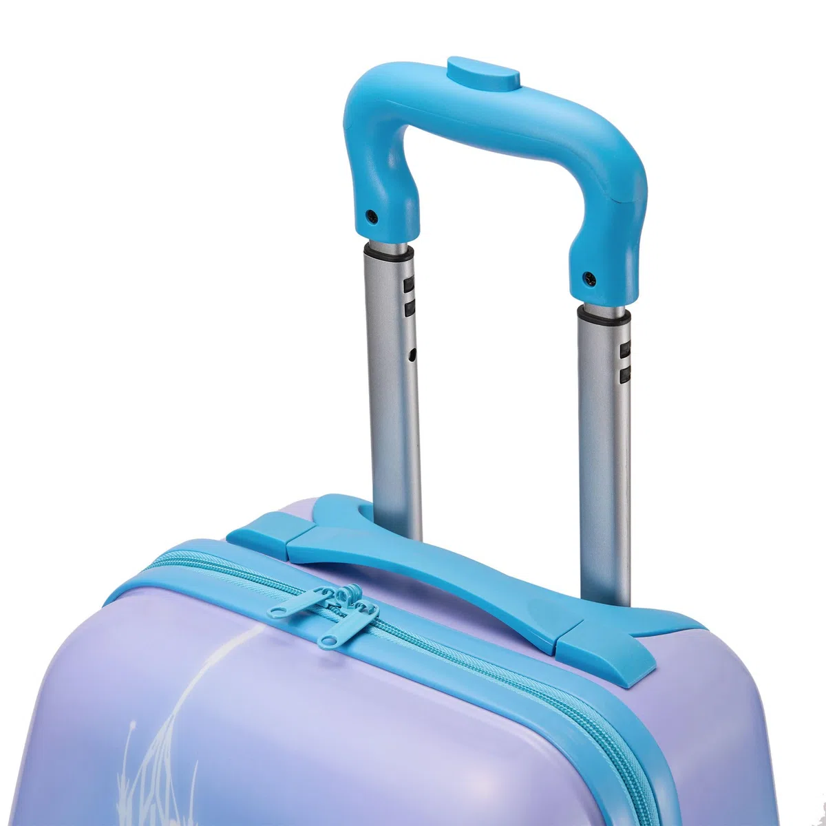 Disney Store Official trolley Frozen, 30 x 23 x 48 cm, valigia rigida blu per bambini, con manico telescopico, ruote multidirezionali, con Elsa, Olaf e motivo a fiocchi di neve