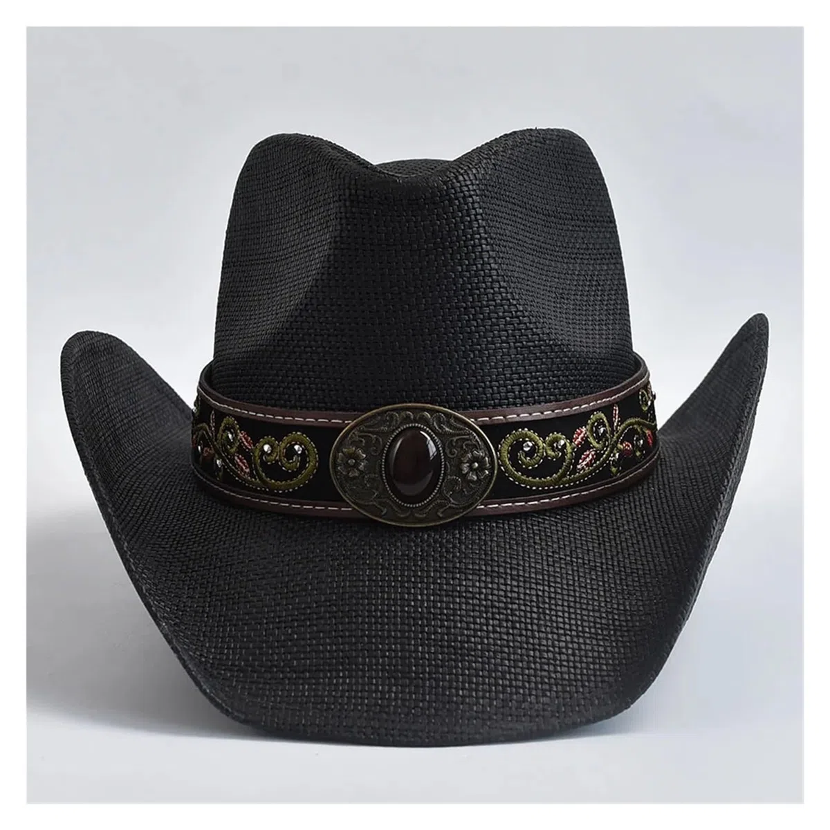 Cappello Cowboy Cappello da Cowboy Vintage con Bordo Arricciato, Stile Western, in Paglia, for Uomo e Donna, Estivo
