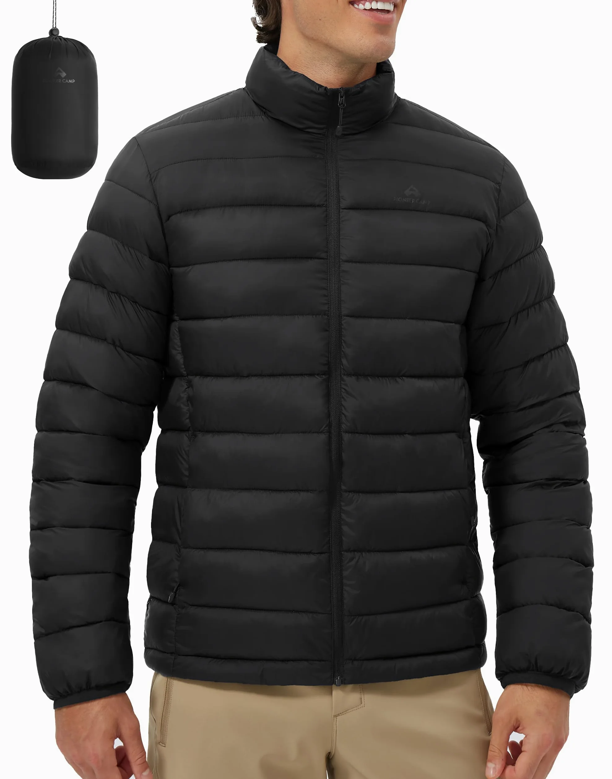 Pioneer Camp Giacca trapuntata, da uomo, leggera, calda, in stile piumino, impermeabile, antivento, con 4 tasche, pieghevole, per il tempo libero, escursioni e viaggi