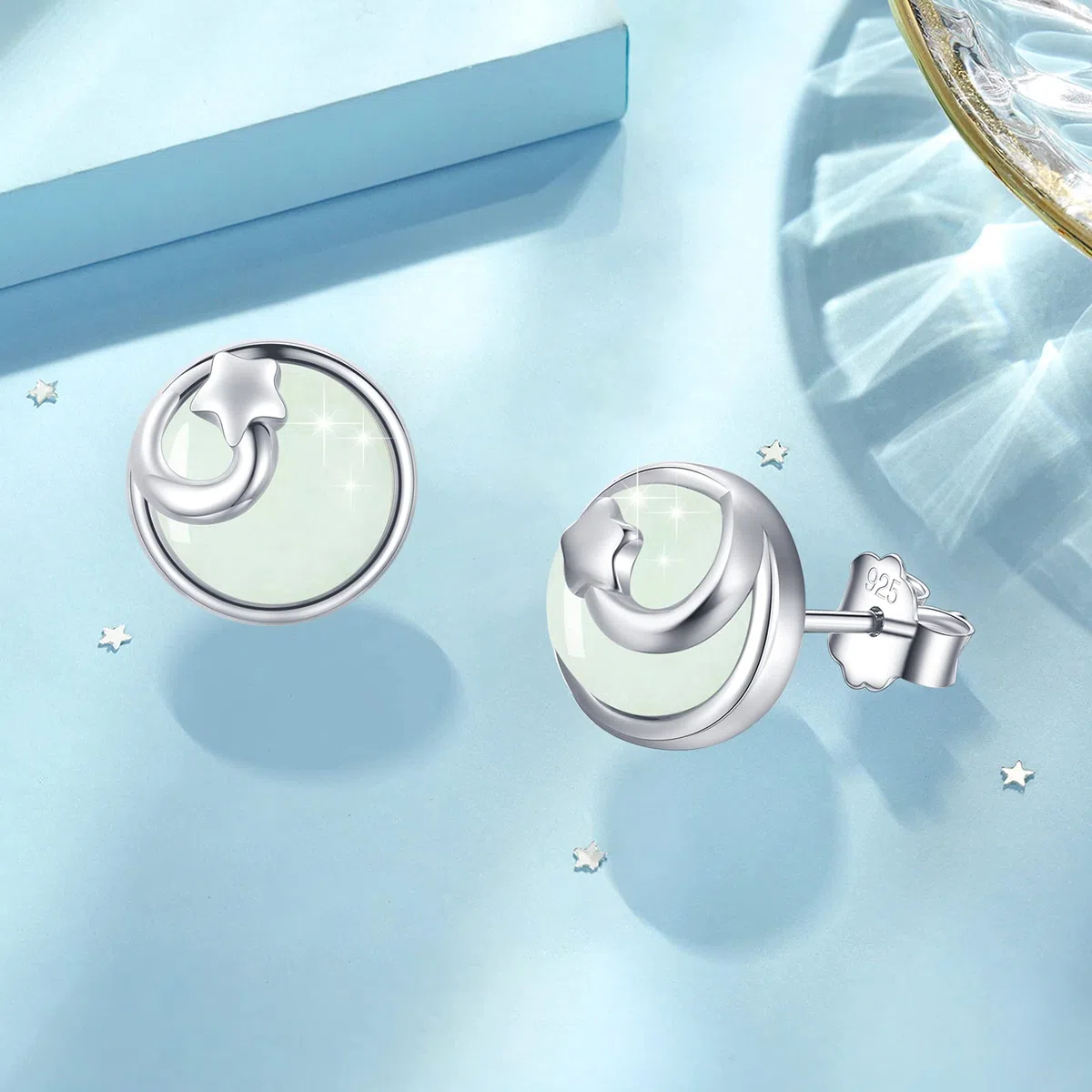 Orecchini luminosi da donna Orecchini a stella in argento sterling 925 Piccoli orecchini a bottone Nottilucenti Gioielli Nottilucenti Regalo di Natale per ragazze Donne Bambini Mamma Fidanzata Figlia