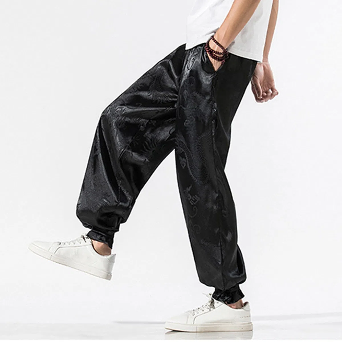 Pantaloni da jogging da uomo, solidi, pantaloni sportivi a gamba larga, Hip Hop Streetwear Baggy, alla moda, tinta unita, versatili, pantaloni chino da uomo, vestibilità normale, semplicità