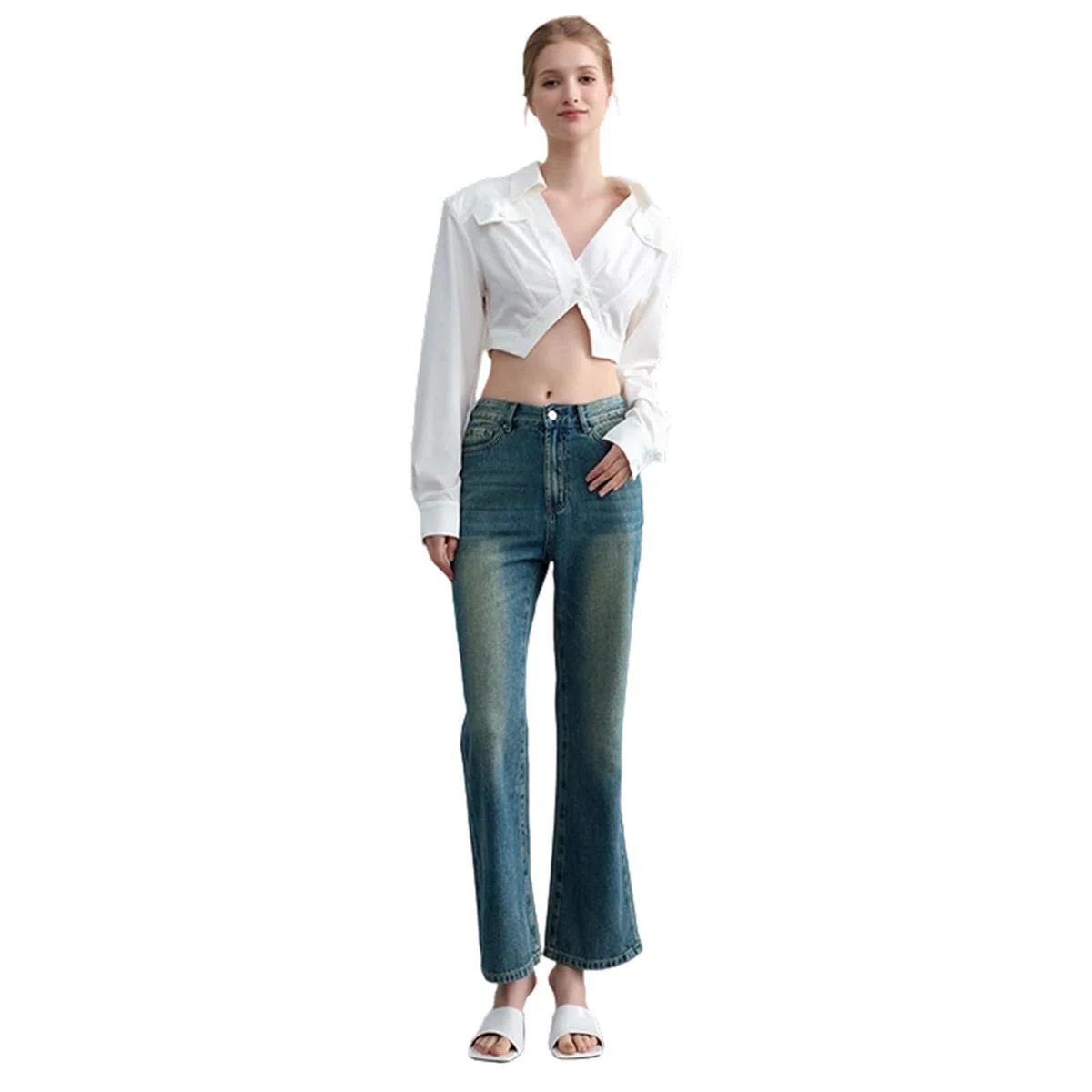 Jeans da donna Flared nero, in denim, pantaloni cargo Baggy Y2K, per il tempo libero, con tasche a vita alta, Y2K, per adolescenti, ragazze, da lavoro, stile bootcut