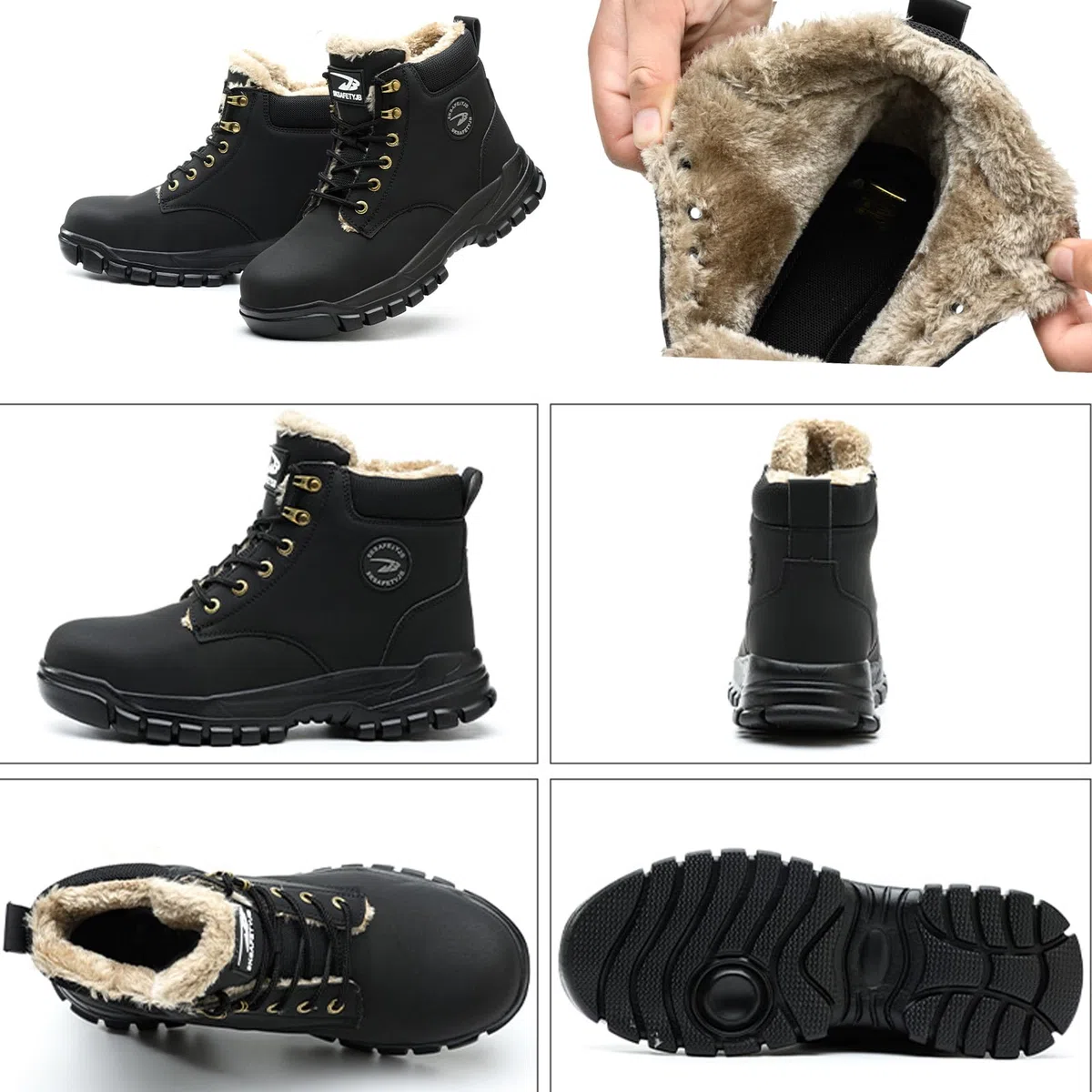 Scarpe Antinfortunistiche Invernali Uomo Donna Impermeabili Scarpe da Lavoro con Imbottitura Calda Stivali di Sicurezza Antiscivolo