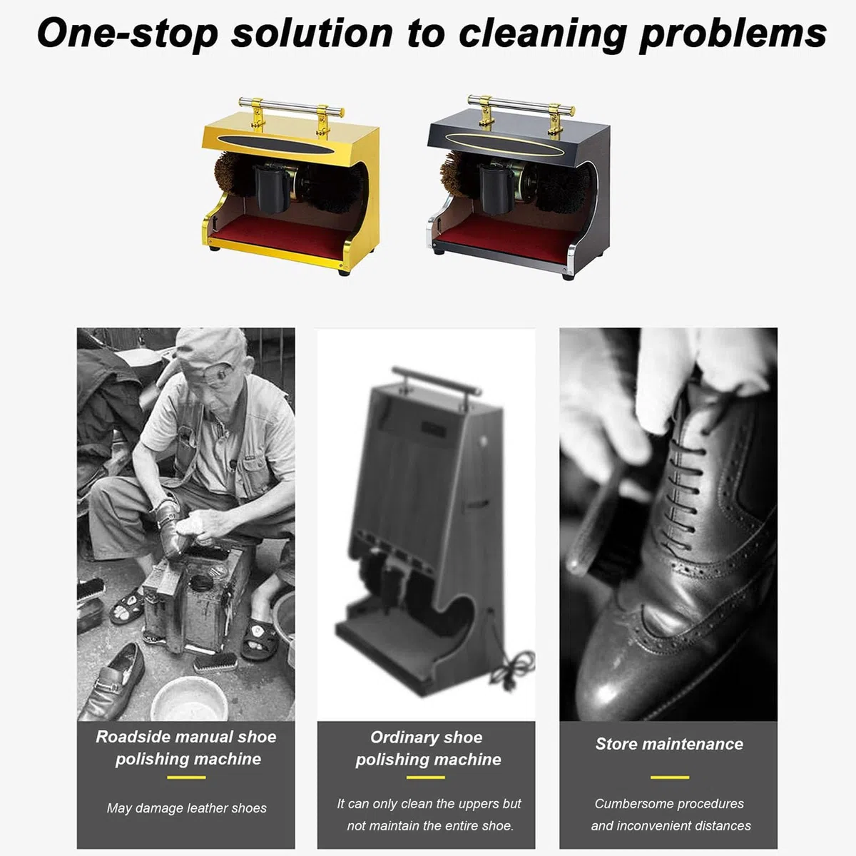 Macchina Automatica Lucidascarpe, Lucidatrice Elettrica da 45W con Sensore Automatico e Dispenser per Lucido - Lucidatrice per Scarpe 1400RPM per Casa, Ufficio, Hotel e Banca black